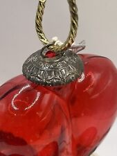 Vintage Kugel Set Of 4 Red Glass Heart Shaped Hanging Ornament W/Tag picture