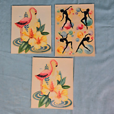 Vintage Meyercord Bubble Pinup Girls Transfer Decals Flamingo Kitsch Bathroom  picture