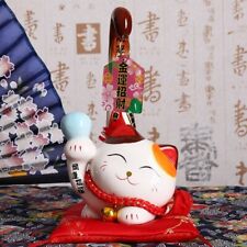 1pc Japanese Maneki Neko Ceramic Lucky Cat Ornament Cartoon Margay Long Tail Cat picture
