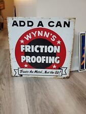 c.1960s Original Vintage Wynn's Friction Proofing Oil Sign Add A Can Rack Topper picture