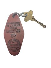 Vintage Crossroads of America Motel Vandalia, OH Leather Hotel Key Fob Rm 57     picture