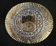1988 National Finals Rodeo Belt Buckle Gary Gist Gold on Sterling Silver Overlay picture