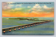c1940 Linen Postcard Key West FL Florida Bahia Honda Bridge Overseas Highway picture