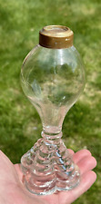 Antique Free Blown Glass Whale Oil Lamp C.1830 Stepped Pressed Base, 7.5
