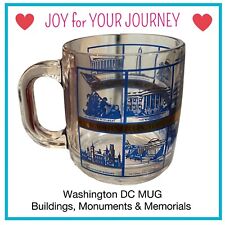 VTG MUG Clear Glass Gold Accents Washington DC Monuments Capitol White House picture