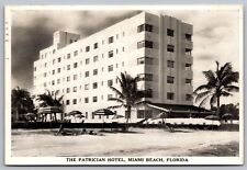 Miami Beach Florida Patrician Hotel Scenic Oceanfront BW Cancel WOB Postcard picture