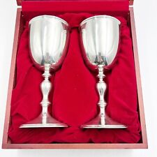 COLLECTIBLE ROYAL SELANGOR FINE PEWTER WINE GOBLETS BOXED SET OF 2  SINCE 1885 picture