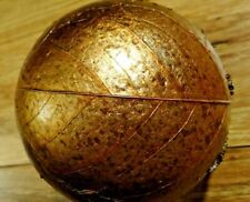 Bronze Colored Leaf Covered Christmas Balls With Glitter Set Of 6  picture