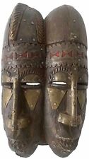 African Bambara Mask Double Wedding Friendship Hand Carved Tribal Vintage picture