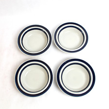 Set of 4 Vintage Arabia Finland Anemone Blue Rimmed Cereal Bowls 7 Inch picture