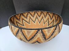 Lge Decorative Woven Coil Open Basket with Chevron Pattern -Possibl African Zulu picture