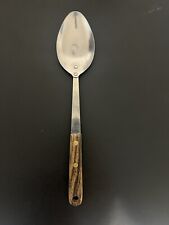 Vintage Robinson Knife Co. Solid Bowl Serving Spoon w/Wooden  Handle 12” picture