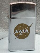Vintage 1968 NASA Logo High Polish Chrome Slim Zippo Lighter picture