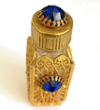 VTG  CZECH Glass Filigree VIBRANT Blue jeweled Perfume BOTTLE 3