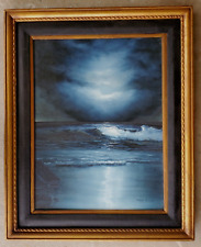 Vintage Original Oil on Canvas Painting Seascape Coast California Artist Signed picture