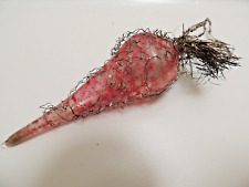 Antique Victorian German Dresden Wire Lg Teardrop  Blown Glass Xmas Ornament Fab picture