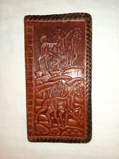 Vintage TOOLED LEATHER WALLET Horses Deer Squirrel Forest MEXICO Folding picture