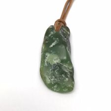 Wyoming Jade Pebble Pendant Apple Green Nephrite Jade Desert Slick Necklace WY picture