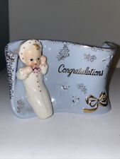 Vintage Shafford 1950-60's Blue Baby Congratulations Planter 4176 picture
