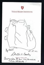 Denton Cooley signed Heart Sketch Beckett Authentic 1st Artificial heart picture
