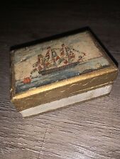 Vintage Florentia Decorative Craft Hand Made Italy Wood Gold Trinket Box Ship picture