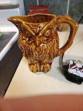 Ceramic Brown Owl Creamer Vintage Nova Scotia Canada Pottery picture
