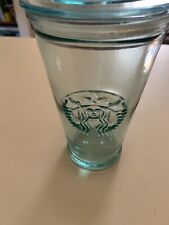 Starbucks Green Glass Tumbler w/lid 16 OZ picture