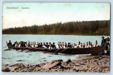 Sweden Postcard Churchboat Rowing Scene c1905 Posted Antique picture