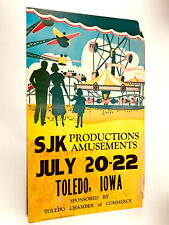 VERY NICE 1950s Deco Toledo Iowa IA Circus Carnival Poster L@@K SJK Prod picture