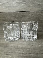 2 Tiffany & Co. Block Style Cut Heavy Crystal Votive Tea Light Candle Holder EXC picture