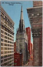 Chicago Temple Building Illinois Street View Gothic Skyscraper Church Postcard picture