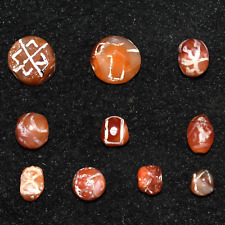 10 Genuine Large Ancient Pyu Culture Etched Carnelian Beads over 1500 Years Old picture