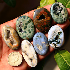 7 Pcs Natural 8th Vein Ocean Jasper Collectible Small Druzy Crystal Palmstones picture