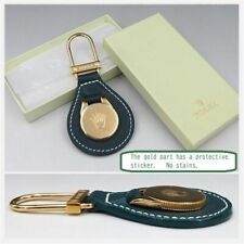 ROLEX Novelty Limited Leather Keychain Keyring with box Gold Green Unused picture