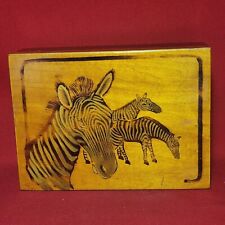 Vintage Hand Painted Wooden Zebra Trinket Jewelry Box picture