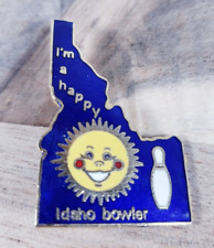 Vintage Idaho Bowling Lapel Pin Happy Bowler State  picture