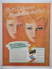 1937 Maybelline Makeup Vintage Print Ad Man Cave Art Deco Poster 30's picture