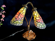 Tiffany Style Stained Glass Lamp  ~15.5” tall  13