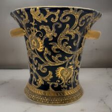 Chinese Vase with Handles Vintage Cobalt Blue & Gold Great Find Home Decor picture