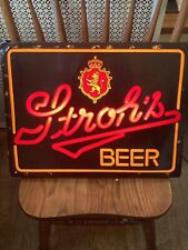 Vintage 15.5 X 20.25in Stroh’s Beer Lighted Sign *RARE* picture