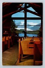 Auke Bay AK-Alaska, Chapel by Lake, Mendenhall Glacier, Vintage Postcard picture