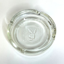 Vintage Playboy Club Clear Glass Cigarette Ashtray w/ Embossed Bunny Logo 4x1