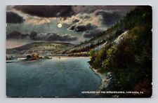 Postcard Moonlight on the Susquehanna in Towanda Pennsylvania PA, Antique L13 picture