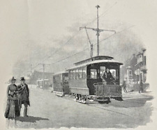 1890 Electric Railways Trains Trolleys Streetcars illustrated picture