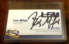 Les Miles LSU football fmr. head coach signed autographed business card  picture
