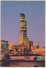 Postcard IL Chicago Illinois Sears Tower Sunset View 4