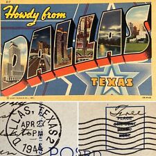 Postcard TX Large Letter Greetings Howdy from Dallas Texas Teich Linen 1942 picture