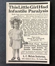 1911 McLain Sanitarium Advertisement Quack Medicine Paralysis Antique Print AD picture