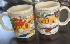 Lot Of 2 Vintage Christmas Coffee Mugs Marked With Korea (WS) picture