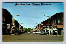 Spooner WI-Wisconsin, General Greetings Road, Antique, Vintage Souvenir Postcard picture